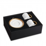 L'Objet Corde Gold Espresso Cup + Saucer - Set 2