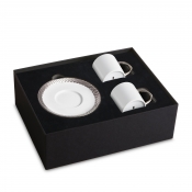 L'Objet Corde Platinum Espresso Cup + Saucer - Set 2