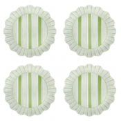 Juliska Cabana Stripe Melamine Dessert/Salad Plate Set/4 - Seagrass