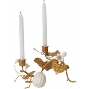 Juliska Forest Walk Pumpkin & Vine Gold Double Candlestick Holder - 11"