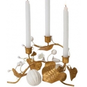 Juliska Forest Walk Pumpkin & Vine Gold Triple Candlestick Holder - 12"