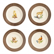 Juliska Forest Walk Animal Cocktail Plates Assorted Set 4