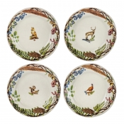 Juliska Forest Walk Animal Dessert/Salad Plates Assorted Set 4