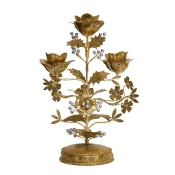 Juliska Forest Walk Holly Centerpiece Candelabra / Gold/Silver - 13"