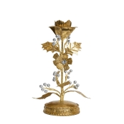 Juliska Forest Walk Holly Candlestick / Gold/Silver - 9"