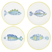 Vietri Elba's Fish Assorted Fish Salad Plates / 9"  - Set of 4