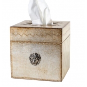 Arte Italica Florentino Leone Wooden Tissue Box Holder / Antique Silver