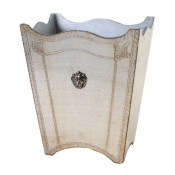 Arte Italica Florentino Leone Wooden Waste Basket / Antique Silver