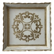 Arte Italica Florentino Baroque Wooden Square Tray, Taupe