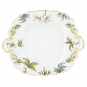 Herend Foret Garland Square Cake Plate With Handles - 9.5"