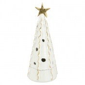 Vietri Foresta White Large Tree with Ribbon & Gold Star - 18.25"