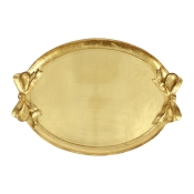 Vietri Florentine Wooden Gold Bow Handled Oval Tray