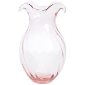 Vietri Hibiscus Glass Pink Vertical Fluted Large Vase - 9.75"