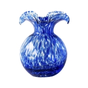 Vietri Hibiscus Glass Cobalt Tortoiseshell Small Fluted Vase  - 7"