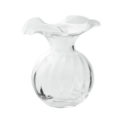 Vietri Hibiscus Glass White Small Fluted Vase  - 7"