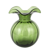 Vietri Hibiscus Glass Dark Green Medium Fluted Vase - 10"