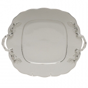 Herend Platinum Edge Square Cake Plate W/Handles9