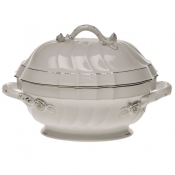 Herend Platinum Edge Tureen W/Branch(2 Qt) 9.5"H