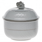 Herend Platinum Edge Cov Sugar W/Rose(6 Oz) 4"H