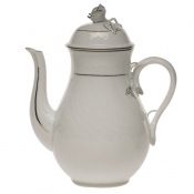 Herend Platinum Edge Coffee Pot W/Rose(36 Oz) 8.5