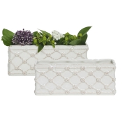 Juliska Berry & Thread Whitewash Petite Parterre Garden 8" Planter  - Set/2