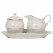 Juliska Berry & Thread Whitewas Sugar and Creamer 3 Piece Set