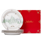 Juliska Berry and Thread North Pole Cocktail Plates Assorted Set 4