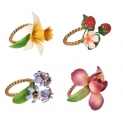 Juliska Meadow Walk Floral Napkin Ring Assorted Set/4 - Multi
