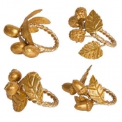 Juliska Forest Walk Leaf Napkin Ring Assorted Set/4 - Gold