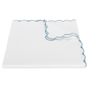 Matouk Dakota Tablecloth White/Hazy Blue - 70 x 126