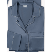 Matouk Nocturne Pajama Set - Steel Blue/Dove
