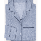 Matouk Jasper Pajama Set - Steel Blue / Navy