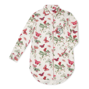 Matouk Valentina Linen Sleep Shirt - Baudin Butterfly Ruby