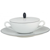 Raynaud Monceau - Noir Cream Soup Covered Cup & Saucer