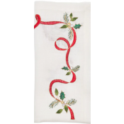 Kim Seybert Xmas Ribbon Napkin / White - Red - Green