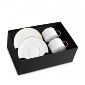 L'Objet  Neptune Gold Tea Cup + Saucer - Set 2