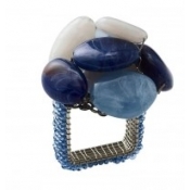 Kim Seybert Sea Stone Navy Napkin Ring - Set 4