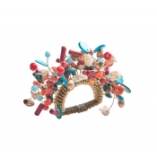 Kim Seybert Cozumel Coral/Turquoise Napkin Ring - Set 4