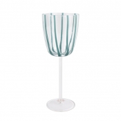 Vietri Nuovo Stripe Teal Wine Glass