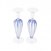 Vietri Nuovo Stripe Blue Candlesticks - Set of 2