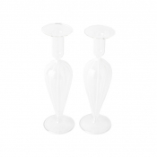Vietri Nuovo Stripe White Candlesticks - Set of 2