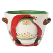 Vietri Old St. Nick Handled Deep Serving Bowl w/ Popcorn