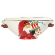 Vietri Old St. Nick Handled Oval Bowl w/ Presents