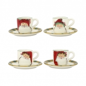 Vietri Old St. Nick Assorted Espresso Cups & Saucers - Set of 4