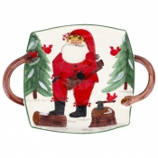 Vietri Old St. Nick Small Handled Square Platter