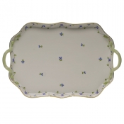 Herend Blue Garland Rec Tray W/Branch Handles -18"
