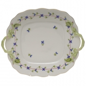 Herend Blue Garland Square Cake Plate w/Handles
