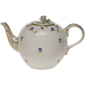 Herend Blue Garland Tea Pot W/Rose - 36 Oz