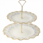 Royal Crown Derby Royal Peony Blue 2 Tier Cake Stand