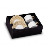 L'Objet Perlee Gold Tea Cup + Saucer (Gift Box of 2)